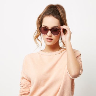 Brown tortoise shell pink lens sunglasses